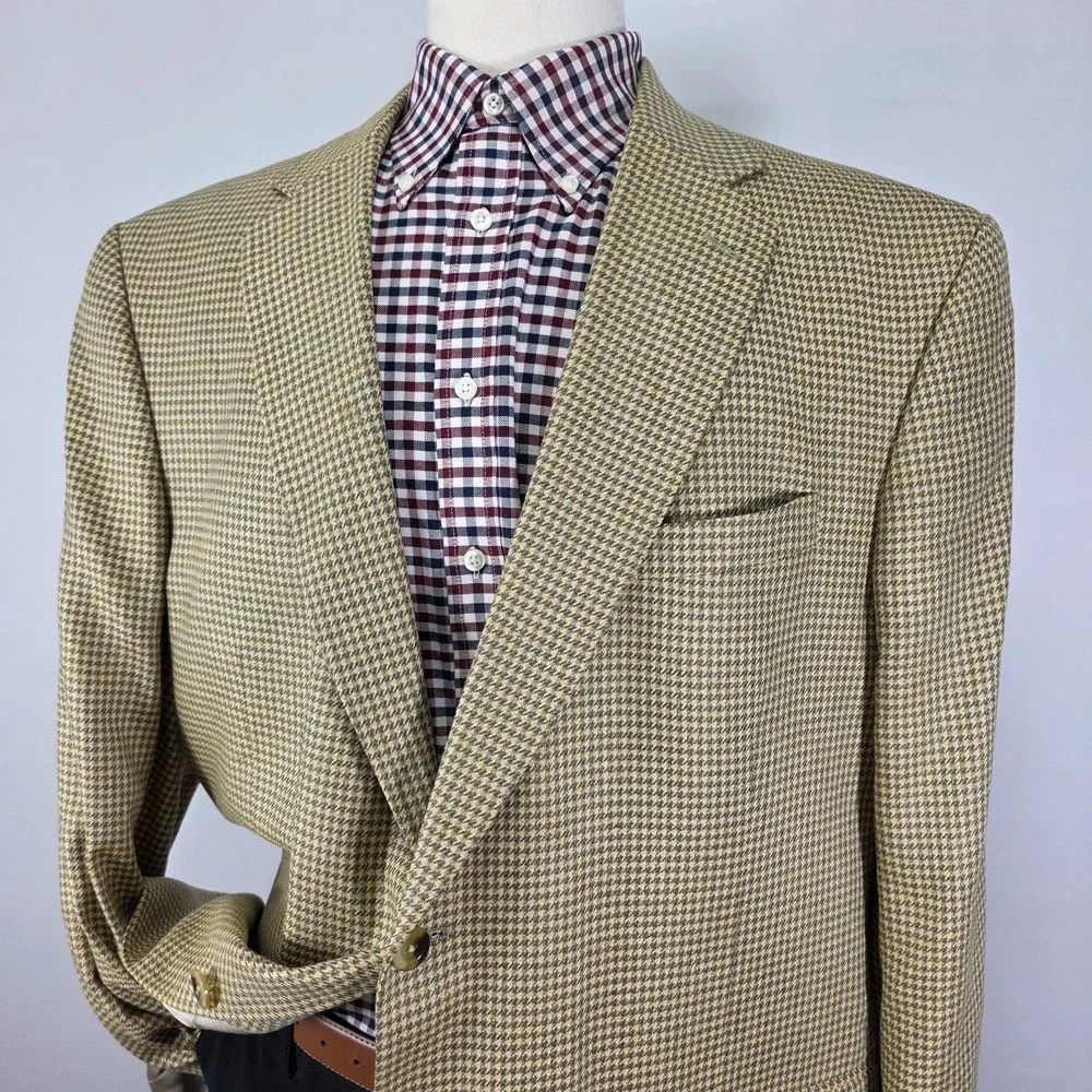 Nautica‎ Men's Sport Coat Blazer Two Button Houndstooth Silk Size 48L